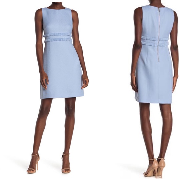 Eliza J Fringe Sheath dress Periwinkle blue 4P New